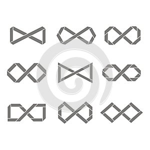 Set of monochrome icons with Infinity symbols