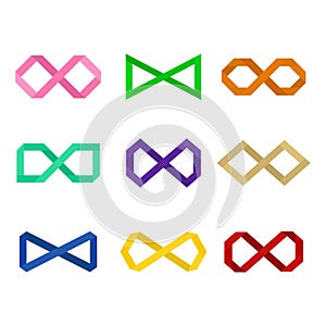 Set of monochrome icons with Infinity symbols