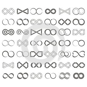 Set of monochrome icons with Infinity symbols