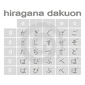 Set of monochrome icons with japanese alphabet hiragana