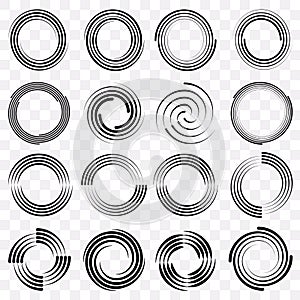 Set monochrome round objects. Vector decorative sample.