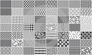 Set of monochrome seamless geometric pattern