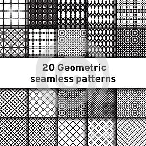 Set of 20 monochrome seamless patterns