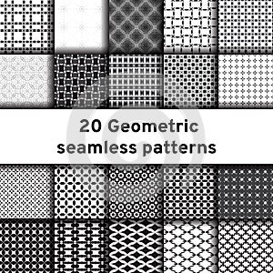 Set of 20 monochrome seamless patterns