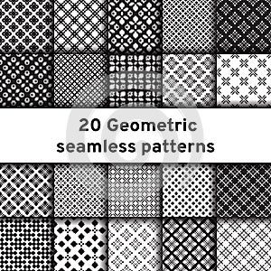 Set of 20 monochrome seamless patterns