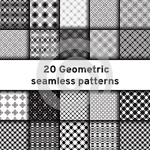 Set of 20 monochrome seamless patterns