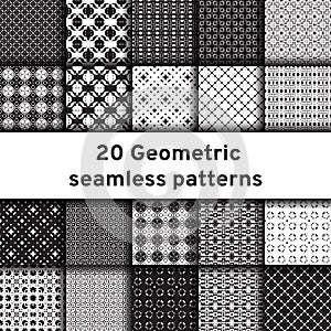 Set of 20 monochrome seamless patterns