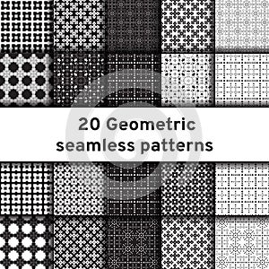 Set of 20 monochrome seamless patterns