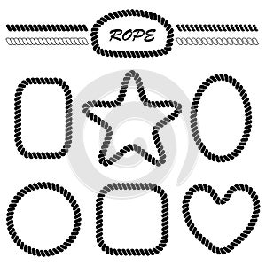 Set of monochrome vector brushes and frames