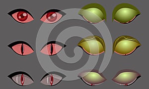 Set of monster evil eyes on grey background, vector illustration