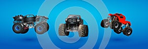 set of monster truck vector logo design inspiration, Design element for logo, poster, card, banner, emblem, t shirt