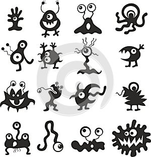 Set of monsters bacteria viruses logo