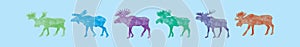 Set of moose cartoon icon design template with various models. vector illustration isolated on blue background photo
