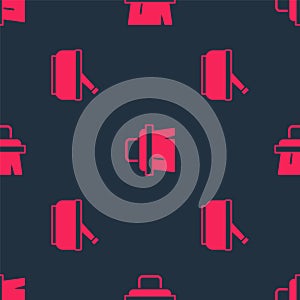 Set Mortar and pestle and Sauna brush on seamless pattern. Vector