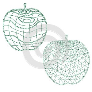 Set of mosaic apples. for coloring and design. isolated. easy to modify.