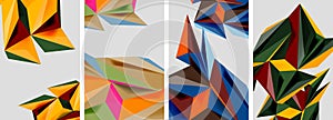 Set of mosaic triangle pattern abstract posters. Vector illustration For Wallpaper, Banner, Background, Card, Book