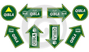 set of moslem qibla sign for prayer room isolated. 3D Illustration.. photo