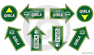 set of moslem qibla sign for prayer room isolated. Eps Vector.. photo