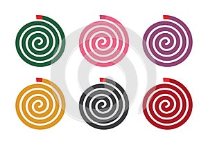 Set of mosquito coil with different color, isolated on white background, vector illustration design