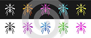 Set Mosquito icon isolated on black and white background. Vector