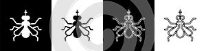 Set Mosquito icon isolated on black and white background. Vector