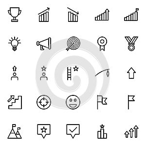 Set of motivation line icons on white background, for any occasion