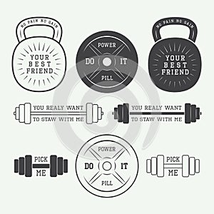 Set of motivation logos, labels and slogans