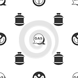 Set Motor gas gauge, Location and station and Propane tank on seamless pattern. Vector