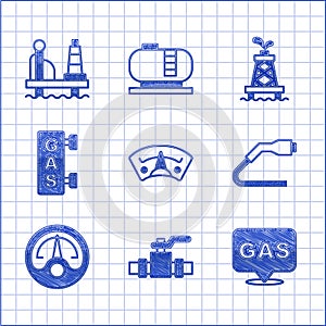 Set Motor gas gauge, Metallic pipes and valve, Location station, Electrical cable plug charging, Gas filling, Oil rig