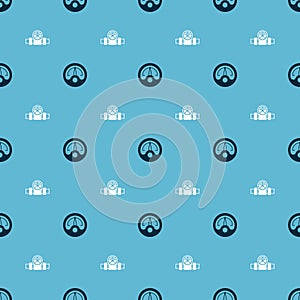Set Motor gas gauge and Metallic pipes and valve on seamless pattern. Vector