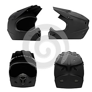 Set of Motor Sport FullFace Helmet Isolated