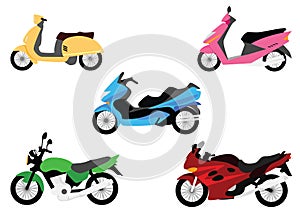 Set of motorbikes