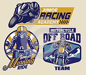 Set of motorcycle badges