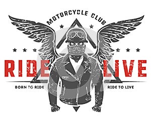 Set of motorcycle biker vintage style tattoo and print for t shirt