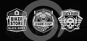 Set of motorcycle labels, badges, logo.Sports insignia emblem set. Motorcycle vintage design.