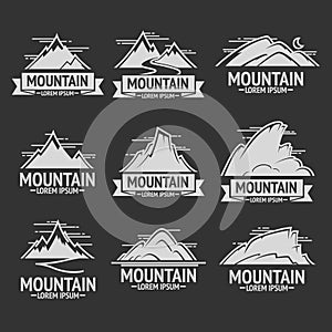 Set of mountain exploration vintage logos, emblems