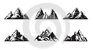 Set Mountain outline images. Vector Illustration