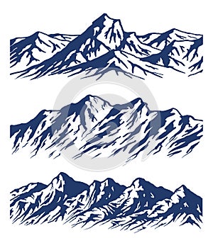 Set of mountain range silhouettes