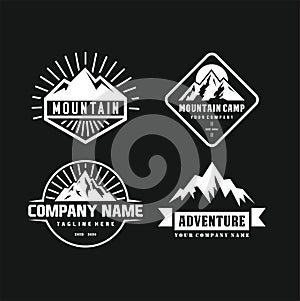 Set Of Mountain and Sea for Outdoor Adventure Emblem Logo design inspiration Hiking