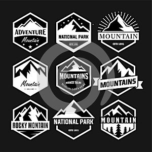 Set Of Mountain and Sea for Outdoor Adventure Emblem Logo design inspiration Hiking