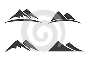 Set of mountain vector illustration with simple black and white design