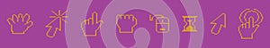 set of mouse over cartoon icon design template with various models. modern vector illustration isolated on purple background
