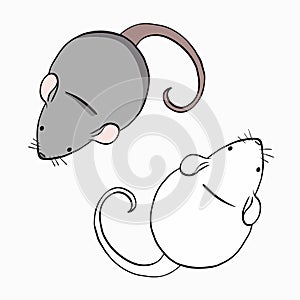 Set of mouses on white background. Mouses sketches by digital art.