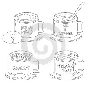 Set of Mug Cup Drinks Colorless