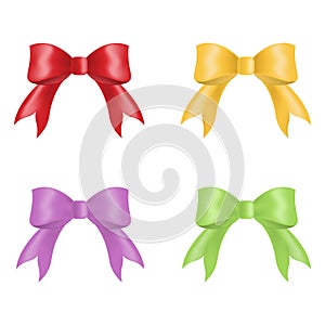Set of multi-colored bows isolated on a white background. Vector illustration. Elements of your design for holiday