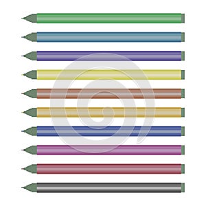 Set of multi-colored colored markers shiny without caps isolated on white background vector