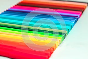 A set of multi-colored felt-tip pens for drawing and creativity. Drawing and coloring.