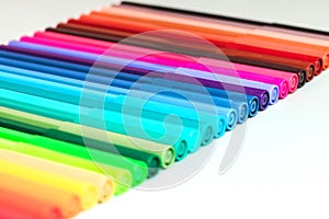 A set of multi-colored felt-tip pens for drawing and creativity. Drawing and coloring.