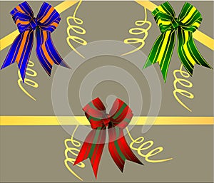 A set of multi-colored festive ribbons.