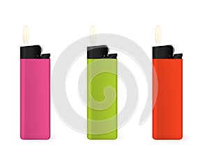 Set of multi-colored lighters.